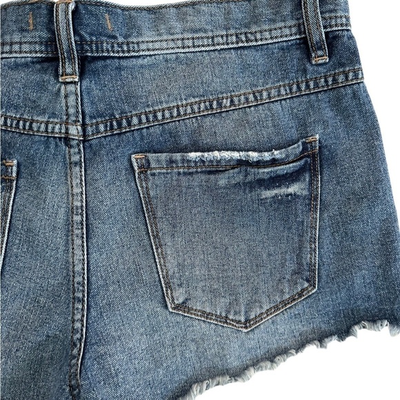 Free People 100% Cotton Button Fly Distressed Jeans Short Pants Size 27 - Picture 4 of 16